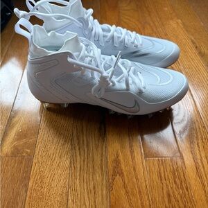 Nike Alpha Huarache 8 Elite LAX Lacrosse Cleats White Silver CW4440-100 sz 8.5